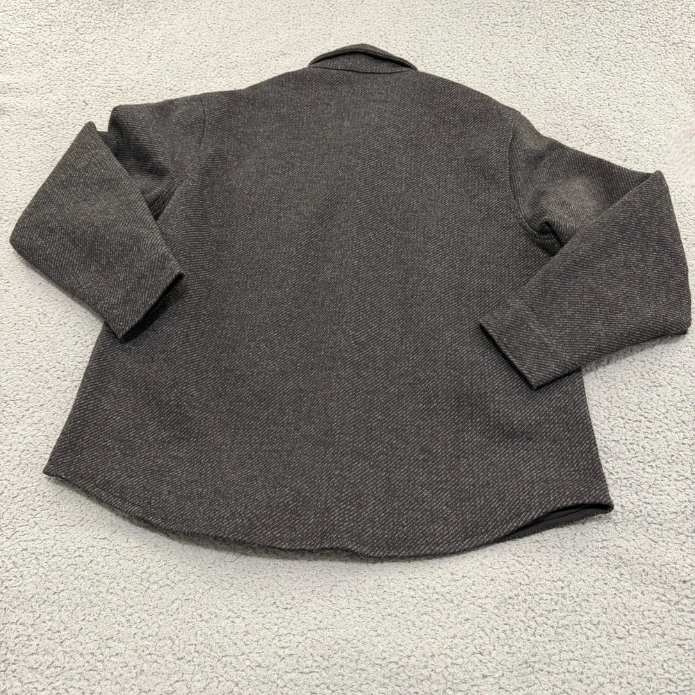 Banana Republic Shirt Jacket Mens Large Charcoal Gray Textured Lined Button Up